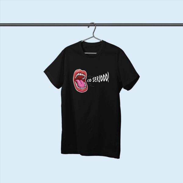 Co Seriooo! zwarte T-shirt.