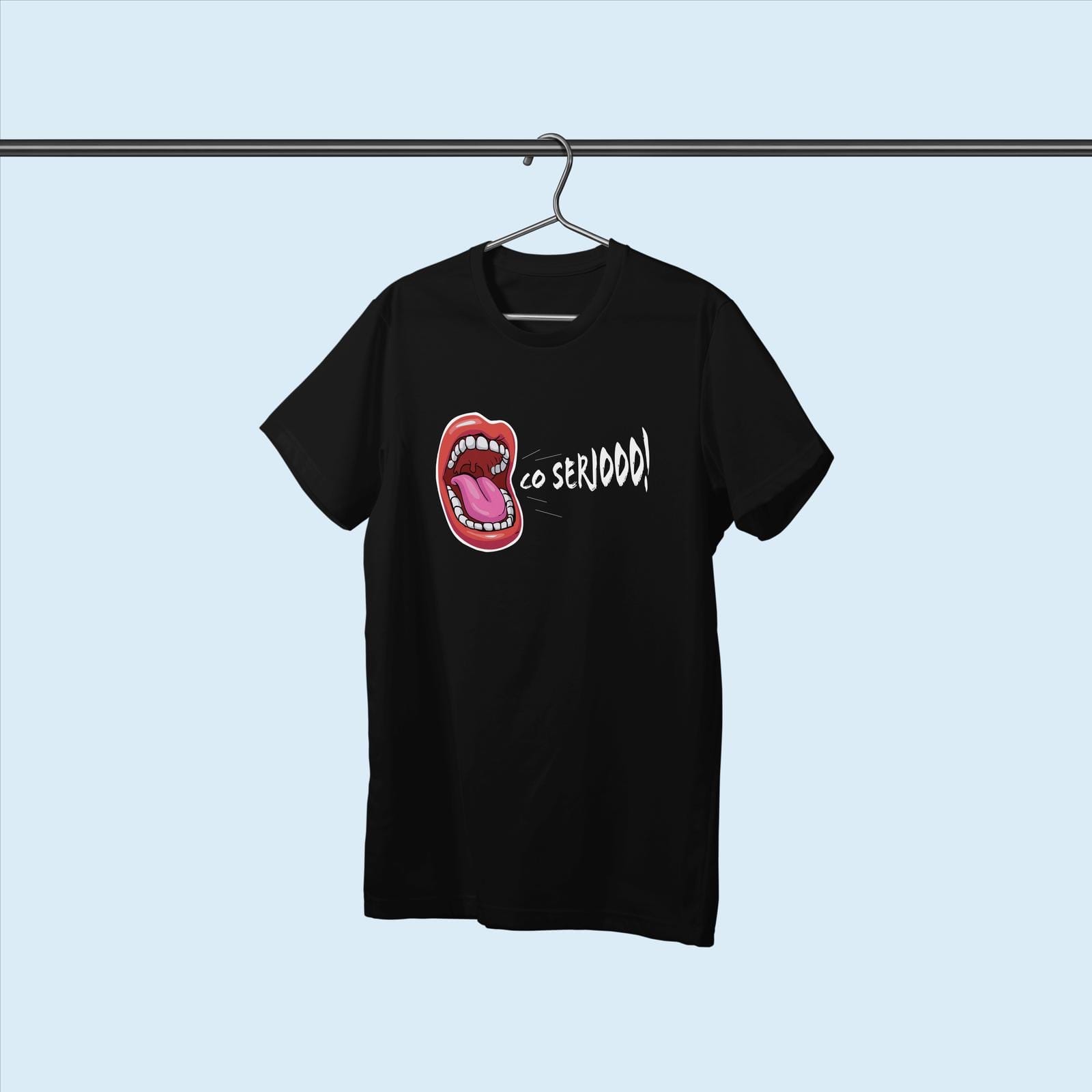 Co Seriooo! zwarte T-shirt.